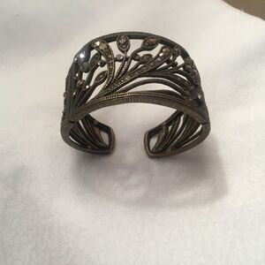 Crystal Studded Brasstone Cuff Bracelet